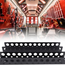 Set 2 Suporturi Metalice de Perete pentru Scule și Unelte Klanata, 23 Orificii de Organizare, Construcție din Oțel Rezistent, Accesorii de Montaj Incluse, 33 x 6 x 5 cm - Img 8