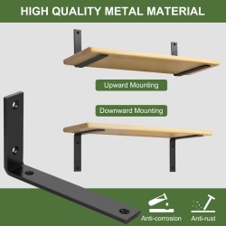 Set 2 Suporturi Metalice pentru Polițe SAYAYO Heavy Duty, Fier Masiv Grosime 5 mm, Profil L 300 x 150 mm, Încărcare până la 50 kg, Vopsire Negru Mat, Kit Complet de Montaj Inclus - Img 8