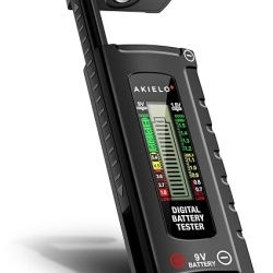 Set 2 testere digitale pentru baterii AKIELO+, ecran LCD, fără baterie necesară, verificator universal pentru AA, AAA, C, D, 9V și baterii tip pastilă (1.5V) - Img 2