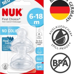 Set 2 Tetine Ortodontice din Silicon NUK First Choice+ Flow Control, 6-18 Luni, Sistem Anti-Colici, Fără BPA - Img 4