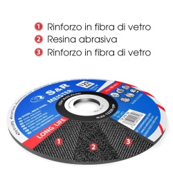 Set 25 Discuri Abrazive de Debitat Metal și Inox S&R 115 x 1.0 x 22.23 mm, Ultra-Subțiri, Ranforsate cu Fibră de Sticlă Dublă, A60 S-BF, pentru Polizor Unghiular - Img 6