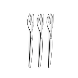 Set 3 furculițe pentru desert, prăjituri și aperitive tapas, inox 18/0, lungime 18 cm, grosime 2.5 mm, Argintiu
