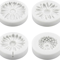 Set 4 Matrițe din Silicon 3D în Formă de Flori (Floarea-Soarelui și Margarete), Forme Flexibile pentru Turnare Lumânări Parfumate, Săpunuri Handmade, Rășină Epoxidică, Ipsos și Ciocolată, Antiaderente și Reutilizabile