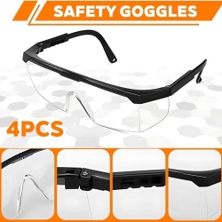 Set 4 Perechi Ochelari de Protecție KYLOS împotriva Aburirii, Razelor UV și Zgârieturilor, pentru Construcții, Atelier, Laborator, Design Ergonomic, Culoare Neagră - Img 6