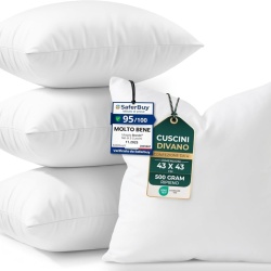 Set 4 Perne Decorative pentru Canapea Typec Home Bedding 43 x 43 cm, Umplutură Hipoalergenică Voluminoasă și Elastică, Fețe de Pernă Albe Lavabile, pentru Living, Dormitor și Relaxare Zilnică