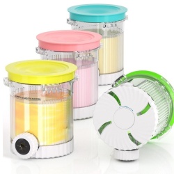Set 4 recipiente pentru inghetata Typec Home compatibil cu seriile Ninja Swirl NC700 si NC701, BPA-free, 13.8x11.8x9.8cm, capace multicolore