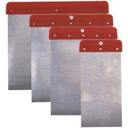 Set 4 Șpacluri Japoneze CONNEX din Metal (Dimensiuni 12x5 cm, 8 cm, 10 cm și 12 cm), Set Profesional pentru Gletuire și Lucrări de Finisaj