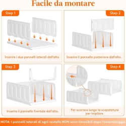 Set 5 Cutii Modulare de Depozitare cu Sertar Lifewit, Capacitate 24L per Unitate, Sistem Suprapozabil Anti-Cădere, Organizator Haine și Dressing, Alb - Img 3