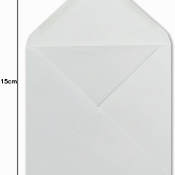 Set 50 Plicuri Pătrate Albe 15 x 15 cm, 100 g/m², Sigiliu Umed cu Clapetă Ascuțită pentru Evenimente Speciale - Img 3