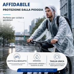 Set 6 Pelerine de Ploaie de Unică Folosință Typec, Pelerine Transparente Impermeabile cu Glugă, Mărime Universală Unisex, pentru Pescuit, Festivaluri, Camping, Drumeții și Ciclism - Img 6