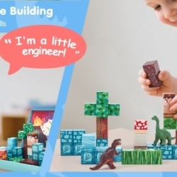 Set de constructie magnetic hahaland, 48 piese si 2 figurine dinozauri, blocuri magnetice educative STEM pentru copii, varsta 3+ ani - Img 8
