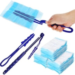 Set pămătuf de praf cu mâner rotativ 38 cm (15'') și 10 rezerve electrostatice de unică folosință, fără parfum, compatibil Swiffer Duster, pentru mobilier, electronice și bucătărie - Img 3