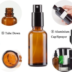 Set Sticluțe din Sticlă Brună 30 ml cu Pulverizator Fin din Aluminiu, Protecție UV, Reîncărcabile, pentru Uleiuri Esențiale, Aromaterapie, Cosmetice, Apă de Trandafiri și Curățenie, Pachet Complet cu Pâlnii și Pipete - Img 2