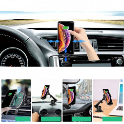 Suport auto cu incarcare wireless Choetech Qi 10W Gravity + Clip pentru prindere ventilatie + Cablu de 1.2m Micro USB Black (T536-S) - Img 6