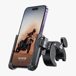 Suport Telefon Bicicletă și Motocicletă Lamicall Camera-Friendly, Clemă Reglabilă Ghidon 15–40 mm, Compatibil Telefoane 4.7–7.0 Inch (Grosime până la 15 mm), Design fără Blocare Cameră Foto, pentru Bicicletă