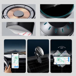 Suport telefon mobil magnetic Baseus incarcator wireless Qi 15 W (compatibil MagSafe pentru iPhone) negru (WXJN-01) - Img 4