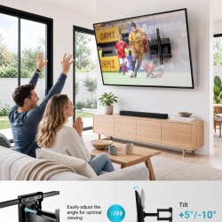 Suport TV de Perete Full Motion Typec Home pentru Televizoare de 37-85 Inch, Braț Dublu Heavy Duty, Rotire și Înclinare (Până la 60 kg / 132 lbs) - Img 6