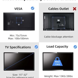 Suport TV și Monitor de Perete Reglabil Suptek MA2720, Braț Articulat pentru Ecrane 15–32 Inch, VESA 75x75 / 100x100 mm, Pivotare 180°, Înclinare ±20°, Sarcină Maximă 13 kg, Oțel Aliat, Negru - Img 3