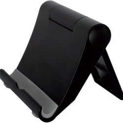 Suport Universal Negru pentru Telefon și Tabletă, Suport Reglabil și Pliabil de Birou sau Noptieră