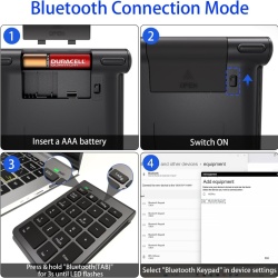 Tastatură Numerică Wireless Bluetooth cu 22 de Taste, Numpad Portabil Slim cu Conexiune Bluetooth 5.0, Taste Silențioase de Tip Foarfecă, Compatibilă Laptop, MacBook, Windows, macOS, Android și iOS - Img 6