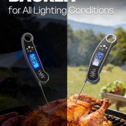 Termometru Digital Profesional pentru Carne și Alimente BESROY, Sondă Pliabilă din Inox Alimentar, Citire Rapidă 2–3s, Ecran LCD Iluminat, Carcasă Rezistentă la Apă, Gri Neutru - Img 5