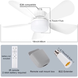 Ventilator de Tavan Inteligent cu Plafonieră LED Gliztech 19 Inch, Dulie E27 cu Înșurubare Rapidă, Telecomandă Inclusă, Lumină Reglabilă (3000K–6500K) și Dimmabilă, Temporizator, Motor Silențios - Img 3