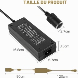 Adaptor Alimentare Auto 220V–240V la 12V 15A (180W), Convertor Tensiune AC-DC cu Mufă Tip Brichetă Auto, Redresor Stabilizat pentru Compresor Auto, Ladă Frigorifică, Aspirator Auto și Ventilator, Cablu UE Inclus - Img 7