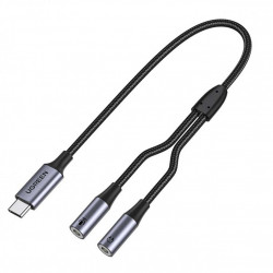 Adaptor Ugreen pentru casti cu USB tip C la 2x mini jack de 3,5 mm negru (CM445)