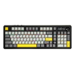 AJAZZ AK980 V2 Mechanical Keyboard TFT Screen Bluetooth ,2.4G Wireless ,Wired RGB, Grey-White-Yellow