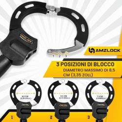 Antifurt Tip Cătușe pentru Trotinetă Electrică și Bicicletă AMZLOCK, Lanț Oțel Ranforsat 8 mm x 75 cm, Protecție Silicon Anti-Zgârieturi, Greutate 1.6 kg, Include 3 Chei și Geantă Impermeabilă 3L - Img 6
