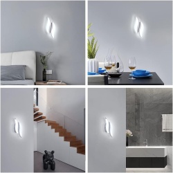 Aplice LED de Perete pentru Interior 12W, Alb Rece 6500K, 1350 Lumeni, Lungime 29 cm, Design Modern din Aluminiu și Acril, Clasa Energetică E (Alb) - Img 2