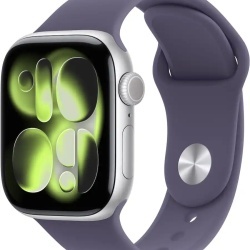 Apple Watch Series 11 GPS+Cellular 42mm Aluminum Case with Purple Fog Sport Band - S/M - Silver