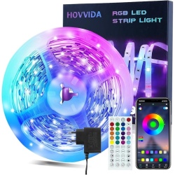 Banda LED RGB Oricean® 10 m – Bluetooth, mod muzica, aplicatie HappyLighting, telecomanda 44 butoane, timer, intensitate reglabila, 300 LED-uri multicolore