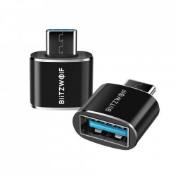 Blitzwolf BW-A4 USB la USB-C, Adaptor OTG (negru)
