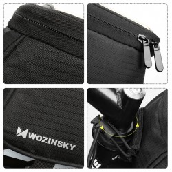 Borseta bicicleta Wozinsky cu husa telefon impermeabila pentru telefoane pana in 6.5 inch, cablu jack 3.5 mm inclus , montare pe cadru , 1.5 L , neagra - Img 6