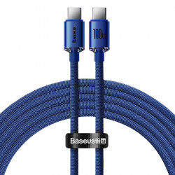 Cablu Baseus Crystal Shine USB-C la USB-C, 100 W, 1.2 m (albastru)