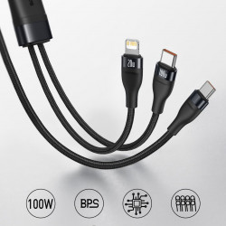 Cablu Baseus Flash Series 2in1 USB Typ C - USB Typ C / Lightning fast charging Power Delivery Quick Charge 100 W 1,2 m black (CA1T2-F01) - Img 2