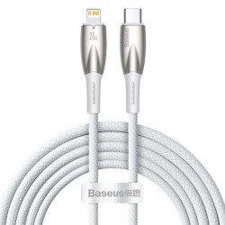 Cablu Baseus Glimmer Series cu incarcare rapidă USB-C - Lightning 480Mb/s PD 20W 1m alb