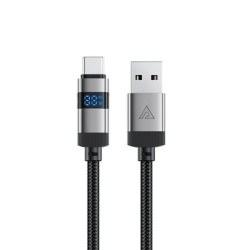 Cablu Date si Incarcare USB-A - USB-C Acefast C15-04 Display, 66W, 1.2m, Negru