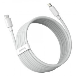 Cablu de date Baseus Simple Wisdom USB-C la Lightning PD 20W (2 buc / set) 1,5 m alb - Img 6