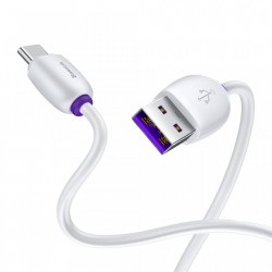 Cablu de date si incarcare , Baseus Purple Ring HW Quick Charger Usb la USB Type C 40W 1m Alb - Img 2