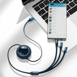 Cablu de date USB la Micro-USB, Lightning, Type-C Baseus, 66W, 1.2m, albastru, CAMLC-MJ01 - Img 4