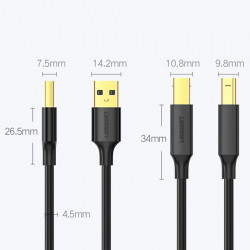 Cablu de imprimanta Ugreen USB tip B (mascul) - USB 2.0 (mascul) 480 Mbps 1 m negru (US135 20846) - Img 2