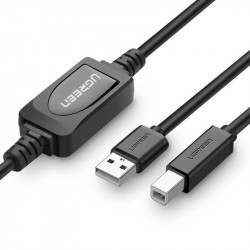 Cablu de imprimantă USB 2.0 AB UGREEN US122 activ, 10m (negru)