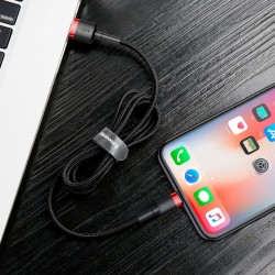 Cablu Lightning pentru iPhone, QC3.0 , 2.4A , 1M, BASEUS Cafule Durable Nylon, negru+rosu - Img 6
