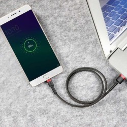 Cablu micro USB QC3.0 2.4A 1M, BASEUS Cafule Durable Nylon, negru + rosu - Img 5
