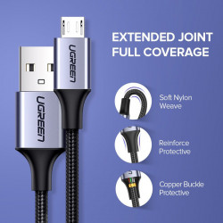 Cablu micro USB UGREEN QC 3.0 2.4A 1.5m (negru) - Img 5