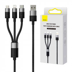 Cablu USB 3in1 Seria Baseus StarSpeed, USB-C + Micro + Lightning 3,5A, 1,2 m (negru)