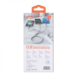 Cablu USB Vipfan X15 3-în-1 USB-C / Lightning / Micro 66W 1,2 m, placat cu aur (alb) - Img 3