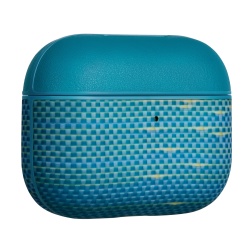 Carcasa Pitaka pentru Airpods Pro 3, Fibra de Aramida, Golden Glint Albastru